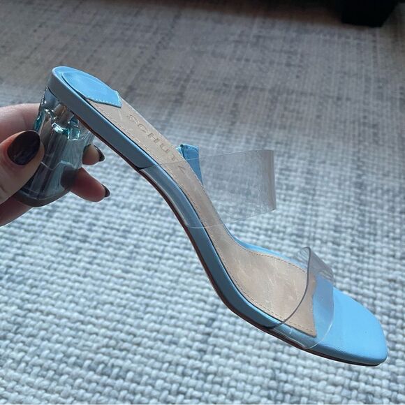 NEW SCHUTZ Blue Ariella Acrylic Heel Sandal 7 - Picture 2 of 7